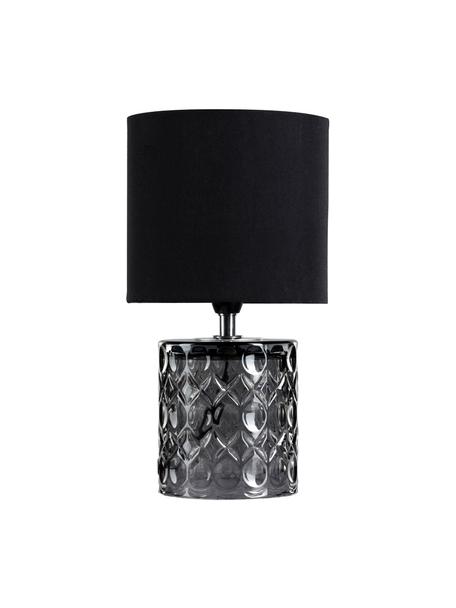 Lámpara de noche Crystal Glow, Pantalla: poliéster, algodón, Cable: cubierto en tela, Gris, negro, Ø 15 x Al 29 cm