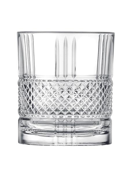 Bicchieri in cristallo con rilievo Brillante 6 pz, Cristallo, Trasparente, Ø 8 x Alt. 9 cm, 320 ml