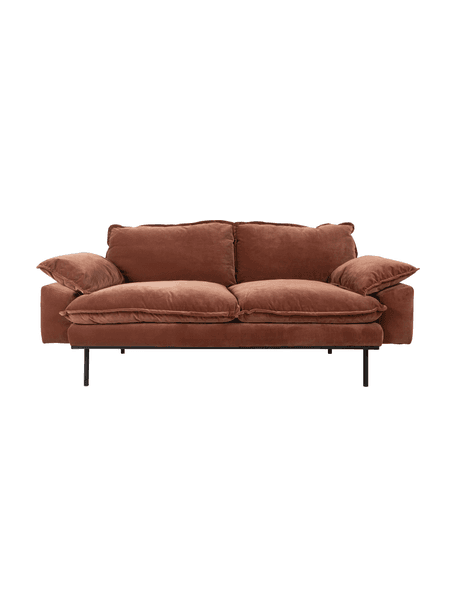 Samt-Sofa Magnolia (2-Sitzer) in Rot mit Metall-Füßen, Bezug: Samt (100% Polyester), Füße: Metall, pulverbeschichtet, Samt Rot, B 175 x T 94 cm