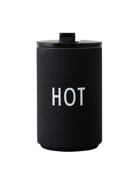 Taza para llevar de diseño Favourite HOT, Acero inoxidable recubierto, Negro, Ø 8 x Al 13 cm, 350 ml