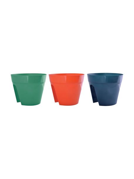 Sada velkých obalů na květináče na balkonové zábradlí Diana, 3 díly, Umělá hmota, Zelená, oranžová, modrá, Ø 30 cm, V 24 cm