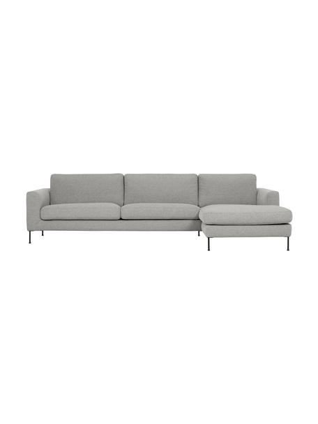 Hoekbank Cucita (4-zits) met metalen poten, Bekleding: geweven stof (100% polyes, Frame: massief grenenhout, FSC-g, Poten: gelakt metaal, Geweven stof lichtgrijs, B 302 x D 163 cm, hoekdeel rechts