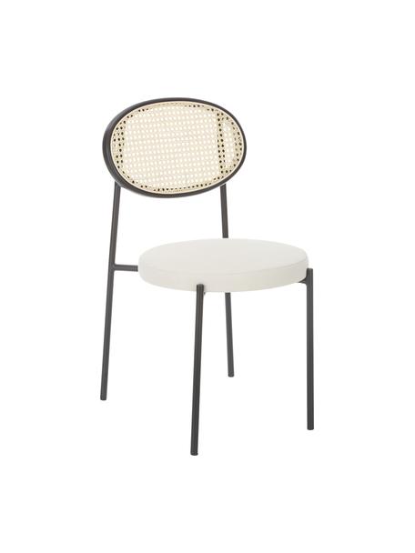 Krzesło tapicerowane z plecionką wiedeńską Niko, 2 szt., Stelaż: metal, Biała tkanina, S 54 x W 84 cm