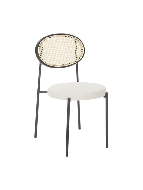 Gestoffeerde stoelen Niko met Weens vlechtwerk, 2 stuks, Zitvlak: polyurethaan, multiplex, Frame: metaal, Geweven stof wit, zwart, B 54 cm x H 84 cm
