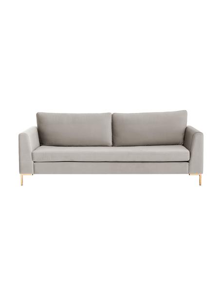 Sofa z aksamitu z metalowymi nogami Luna (3-osobowa), Tapicerka: aksamit (poliester) Dzięk, Nogi: metal galwanizowany, Beżowy aksamit, S 230 x G 95 cm