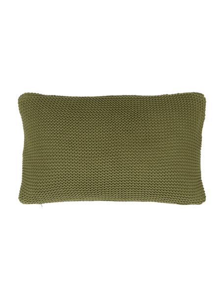 Strick-Kissenhülle Adalyn aus Bio-Baumwolle in Grün, 100% Bio-Baumwolle, GOTS-zertifiziert, Grün, B 30 x L 50 cm