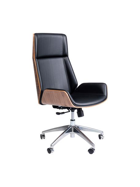 Chaise de bureau cuir synthétique Rouven, hauteur réglable, Noir, brun, larg. 59 x prof. 64 cm