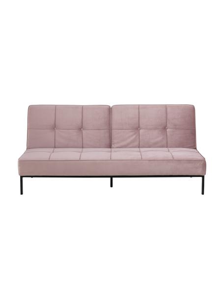 Sofá cama de terciopelo Perugia, plegable, Tapizado: poliéster Alta resistenci, Patas: metal pintado, Terciopelo rosa, An 198 x F 95 cm