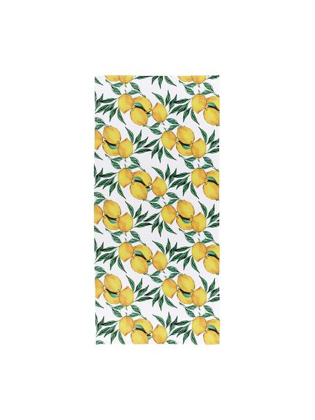 Leichtes Strandtuch Lemon mit Zitronen Print, 55% Polyester, 45% Baumwolle Sehr leichte Qualität, 340 g/m², Weiß, Grün, Gelb, B 70 x L 150 cm