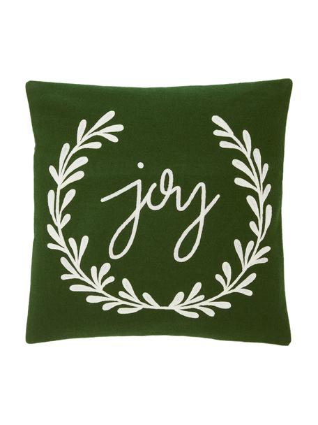 Poszewka na poduszkę z haftem Joy, Zielony, S 45 x D 45 cm