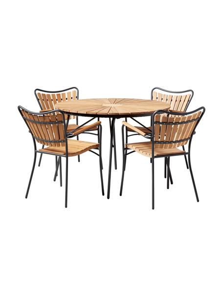 Set de comedor para exterior de madera teca Ellen, 5 pzas., Teca aceitada
Aluminio con pintura en polvo, Gris antracita, madera de teca, Set de diferentes tamaños