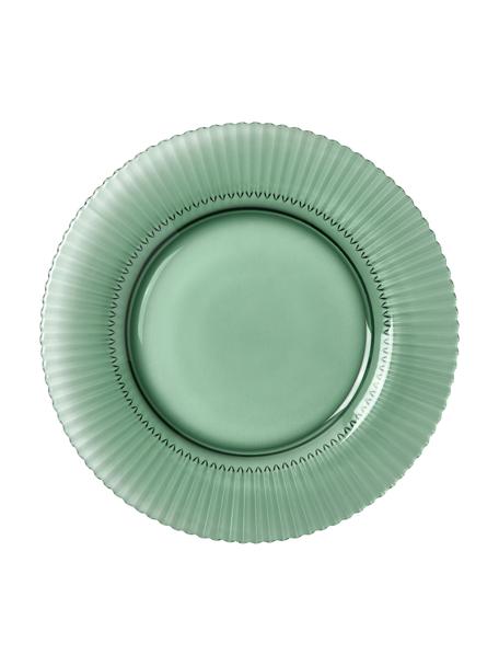 Speiseteller Effie mit Rillenrelief, 4 Stück, Glas, Mintgrün, Ø 28 cm