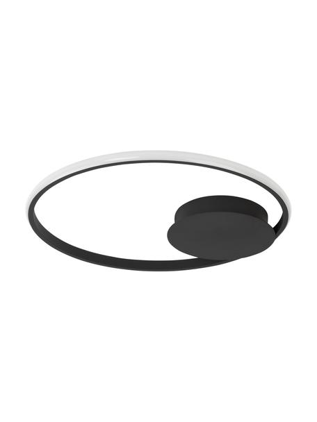Dimbare LED plafondlamp Fuline in zwart, Lampenkap: metaal, Baldakijn: metaal, Diffuser: acryl, Zwart, Ø 50 x H 5 cm