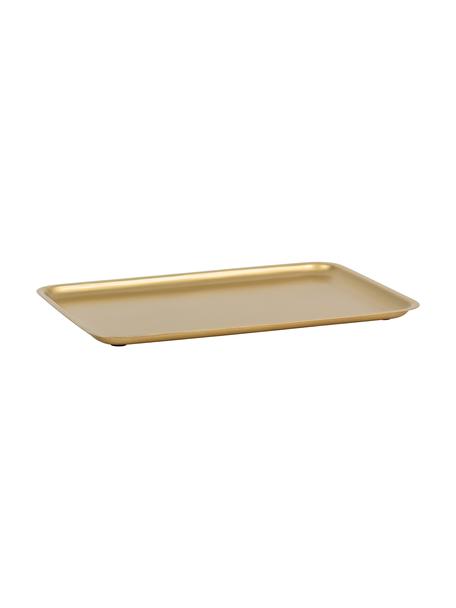 Tablett Good Morning in Gold, L 34 x B 23 cm, Metall, beschichtet, Messingfarben, B 34 x T 23 cm
