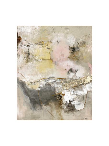 Cuadro en lienzo pintado Artcast, Dorado, beige, gris, multicolor, An 90 x Al 120 cm
