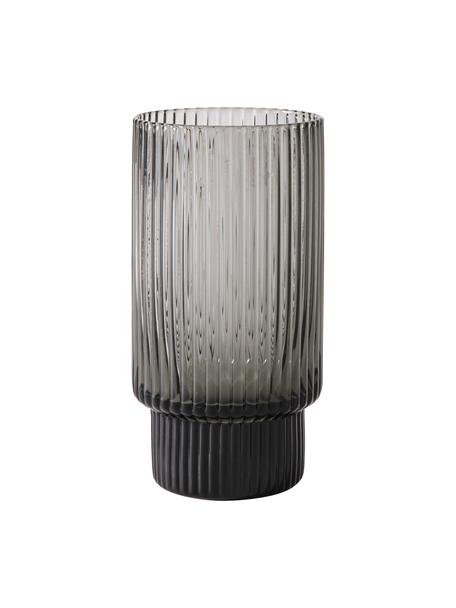 Vasos highball de vidrio soplado artesanalmente con relive Erskine, 4 uds., Vidrio soplado artesanalmente, Gris, Ø 7 x Al 14 cm, 400 ml