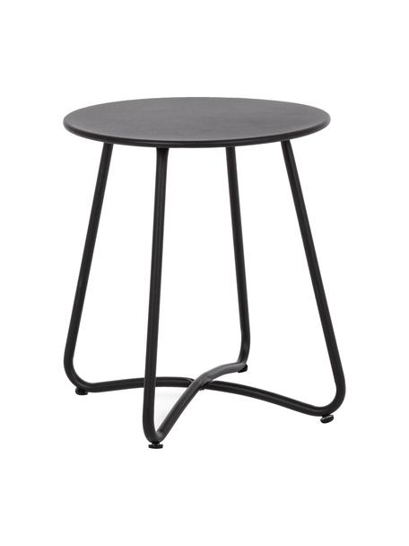 Kulatý zahradní odkládací stolek Wissant, Potažený kov, Černá, Ø 40 cm, V 45 cm