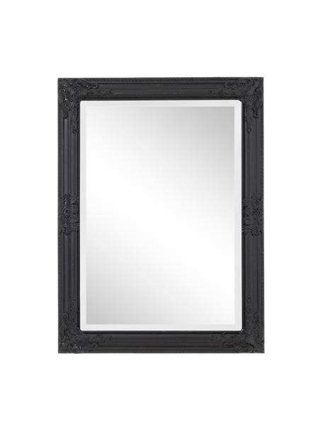 Nástenné zrkadlo s čiernym dreveným rámom Miro, Čierna, Š 62 x V 82 cm