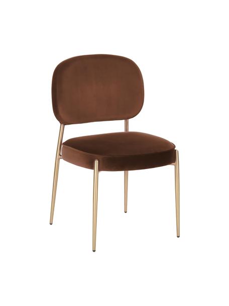 Sametová čalouněná židle Viggo, Hnědá, zlatá, Š 51 cm, H 54 cm
