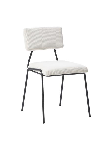 Krzesło tapicerowane ze sztruksu Mats, 2 szt., Tapicerka: sztruks (88% poliester, 1, Nogi: metal malowany proszkowo, Biały sztruks, S 50 x W 80 cm