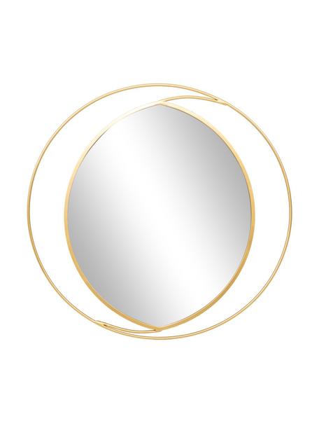 Espejo de pared ovalado de metal Anna, Estructura: metal con pintura en polv, Parte trasera: tablero de fibras de dens, Espejo: cristal, Dorado, Ø 91 cm