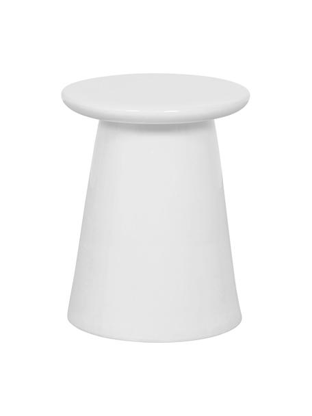 Tavolino fatto a mano in ceramica Button, Ceramica, Bianco, Ø 35 x Alt. 45 cm