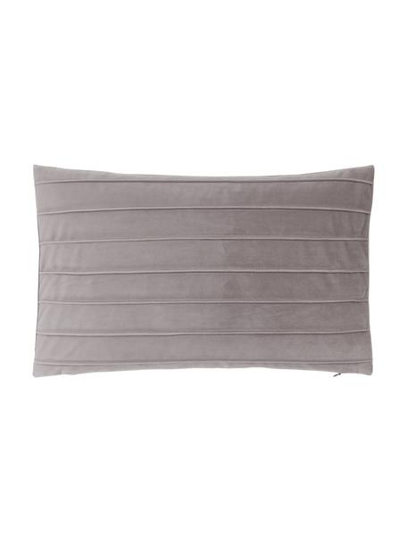 Fluwelen kussenhoes Lola in lichtgrijs met structuurpatroon, Fluweel (100% polyester), Grijs, B 30 x L 50 cm