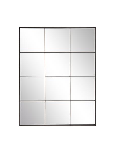 Eckiger Wandspiegel Clarita mit schwarzem Metallrahmen, Rahmen: Metall, pulverbeschichtet, Rückseite: Mitteldichte Holzfaserpla, Spiegelfläche: Spiegelglas, Schwarz, 70 x 90 cm