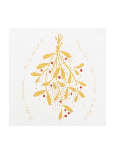 Servilletas de papel Mistletoe, 20 uds., Papel, Blanco, rojo, dorado, An 33 x L 33 cm