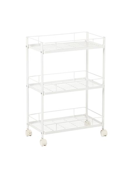 Opbergwagen Aga met wielen, Gecoat metaal, Wit, B 45 x H 65 cm