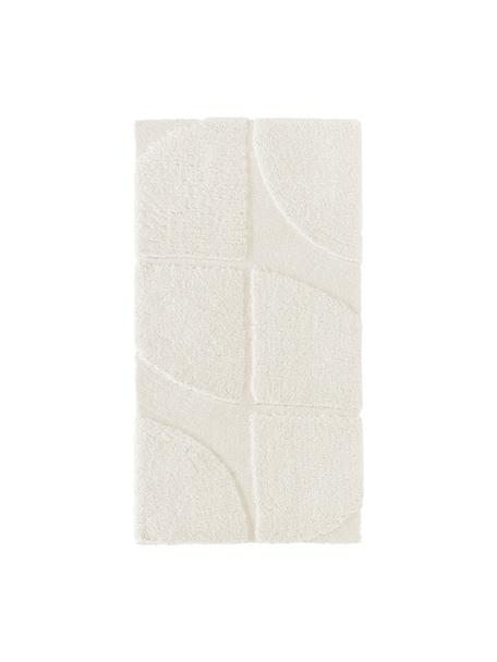 Flauschiger Hochflor-Teppich Jade mit erhabener Hoch-Tief-Struktur, Flor: 100% Polyester, GRS-zerti, Cremeweiß, B 80 x L 150 cm (Größe XS)
