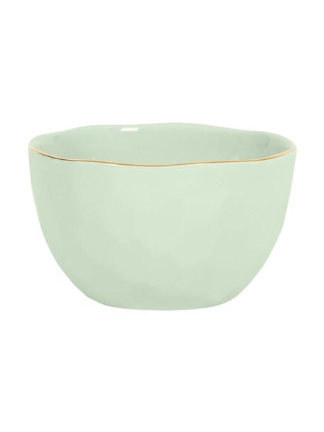 Cuencos Good Morning, Gres, Verde menta con borde dorado, Ø 14 cm