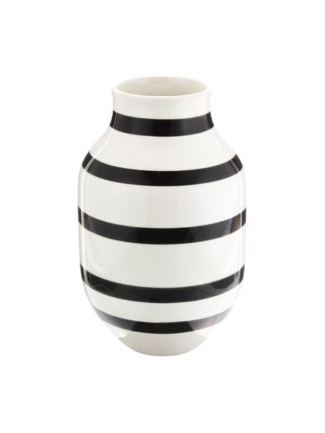 Jarrón grande artesanal de cerámica Omaggio, Cerámica, Blanco, negro, Ø 20 x Al 31 cm