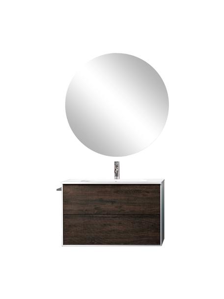 Waschtisch-Set Ago, 4-tlg., Spiegelfläche: Spiegelglas, Rückseite: ABS-Kunststoff, Weiß, Eschenholz-Optik, Set mit verschiedenen Größen