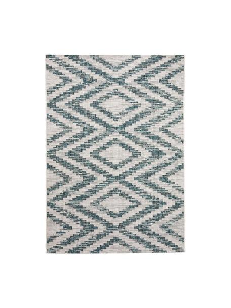 Tappeto da interno-esterno Cleo, 100% polipropilene, Bianco latteo, turchese, Larg. 80 x Lung. 150 cm (taglia XS)