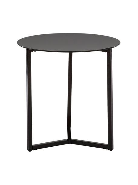 Beistelltisch Raeam mit schwarzer Glasplatte, Tischplatte: Sicherheitsglas, getönt, Gestell: Metall, lackiert, Schwarz, Ø 50 x H 50 cm