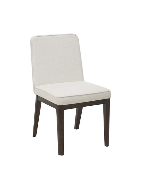 Gestoffeerde stoel Koga in crèmewit, Bekleding: 100% polyester De slijtva, Poten: essenhout, Frame: metaal, Geweven stof crèmewit, B 47 x H 86 cm