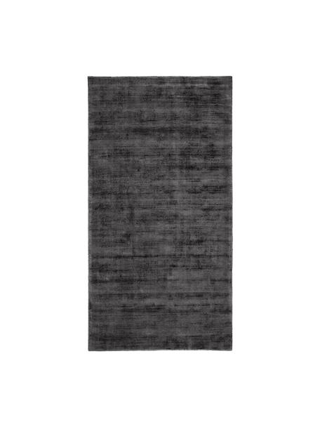 Handgeweven viscose vloerkleed Jane in antraciet-zwart, Bovenzijde: 100% viscose, Onderzijde: 100% katoen, Antraciet-zwart, B 160 x L 230 cm (maat M)