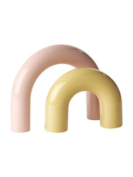 Deko-Objekt-Set Kia aus Steingut, 2-tlg., Steingut, Gelb, Rosa, B 29 x H 22 cm