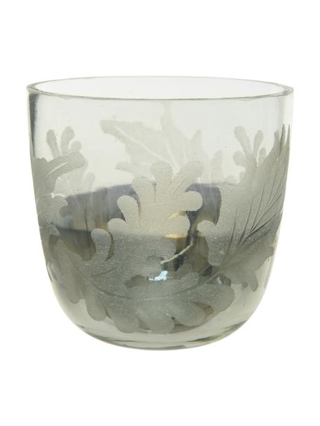 Waxinelichthouder Jagna van glas, Glas, Transparant, zilverkleurig, Ø 9 x H 8 cm