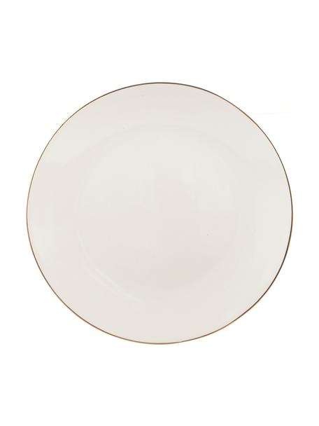 Assiette plate artisanale céramique Allure, 6 pièces, Blanc, couleur dorée
