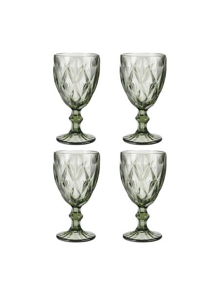 Copas de vino Colorado con patrón texturizado, 4 uds., Vidrio, Gris, Ø 9 x Al 17 cm