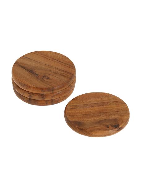 Podložky z akáciového dreva Yanila, 4 ks, Morené akáciové drevo, Akáciové drevo, Ø 10 x V 1 cm