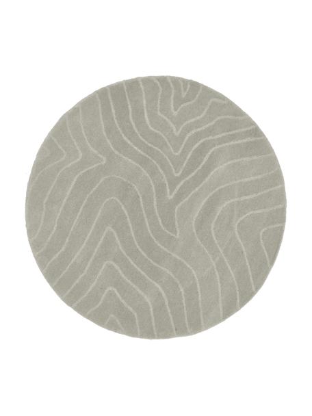 Kulatý ručně všívaný vlněný koberec Aaron, Světle šedá, Ø 120 cm (velikost S)
