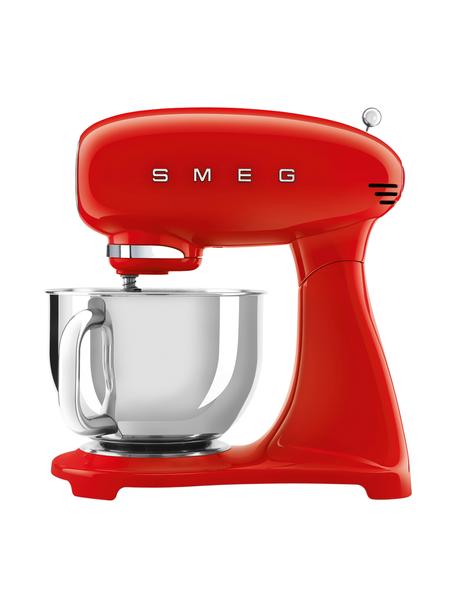 Küchenmaschine 50's Style in Rot, Gehäuse: Aluminiumdruckguss, Schüssel: Edelstahl, Rot, glänzend, B 40 x H 38 cm