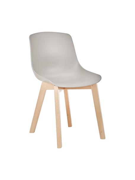 Židle z umělé hmoty s dřevěnými nohami Dave, 2 ks, Šedo-béžová