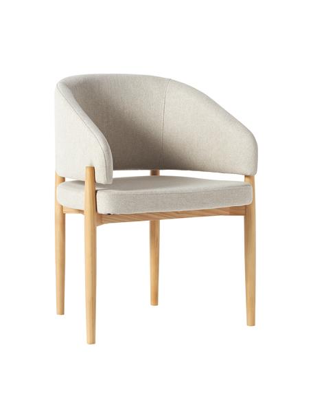 Armlehnstuhl Nemo mit gepolsterter Sitzfläche, Bezug: Polyester Der hochwertige, Gestell: Eschenholz, Webstoff Beige, Helles Eschenholz, B 61 x H 81 cm
