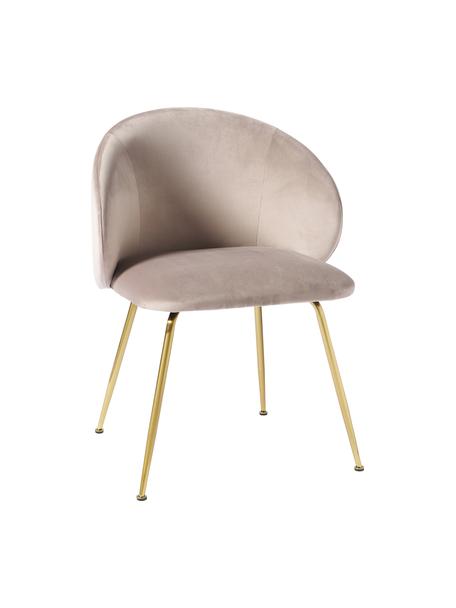 Fluwelen stoelen Luisa, 2 stuks, Bekleding: fluweel (100% polyester) , Poten: gepoedercoat metaal, Fluweel taupe, goudkleurig, B 59 x D 58 cm