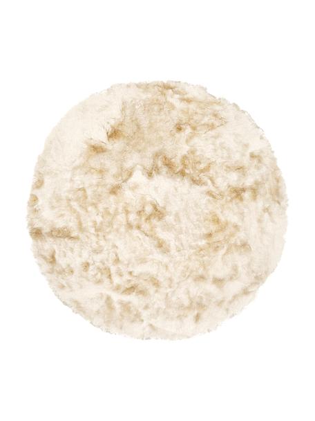 Glänzender Hochflor-Teppich Jimmy, rund, Flor: 100% Polyester, Elfenbeinfarben, Ø 200 cm (Größe L)