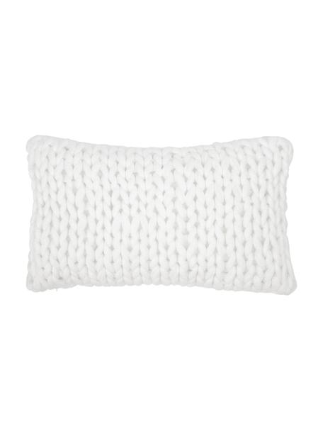 Ręcznie wykonana poszewka na poduszkę z grubej dzianiny Adyna, 100% poliakryl, Biały, S 30 x D 50 cm